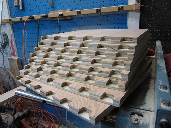 stack of chair backs with dovetail coves cut