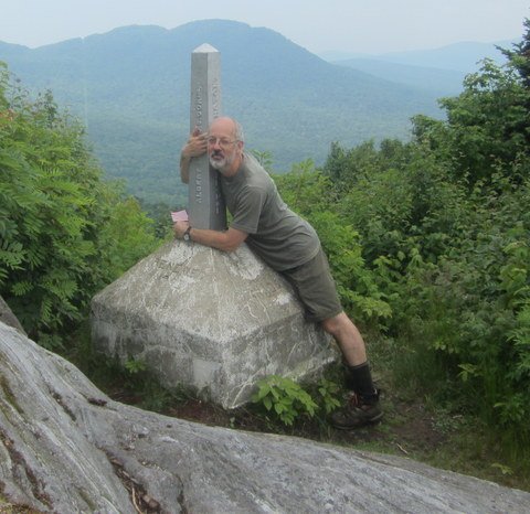 Me, on the Canadian side of border post #592.  Note the mowed border stretching away to the west.